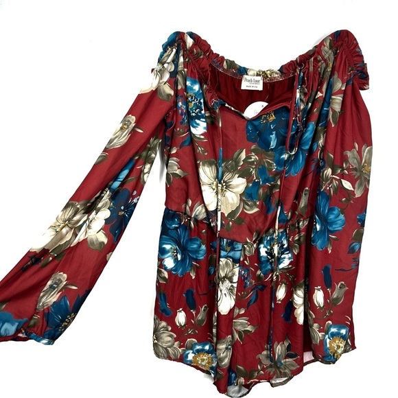 PEACH LOVE NWT floral longsleeve romper X6 - Picture 1 of 7
